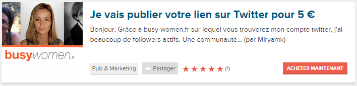 Exemple de vente de tweet