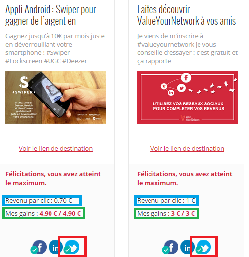 Mes gains avec tweets sponrises