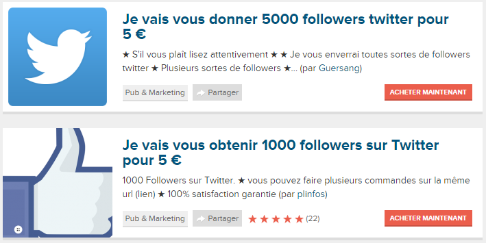 Vente de followers pour twitter